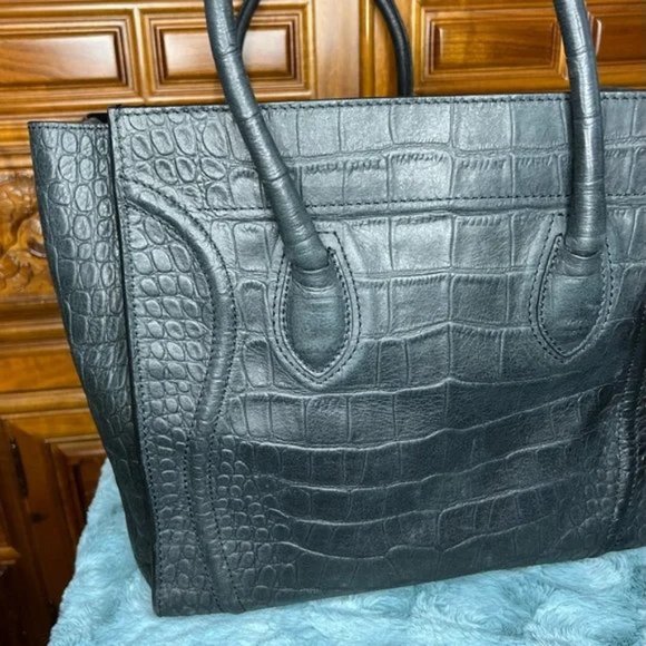 CELINE PHANTOM HANDBAG CROCODILE EMBOSSED LEATHER - Picture 5 of 15